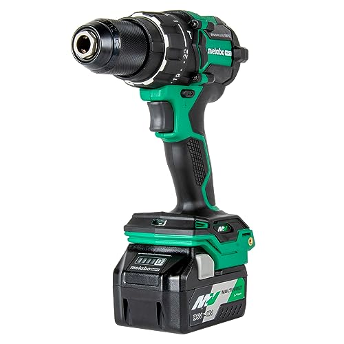 Metabo HPT 36V MultiVolt Cordless ½-Inch Hammer Drill Kit 1,400 in-lbs. Max Torque Reactive Force Control Optional AC Adapter DV36DC