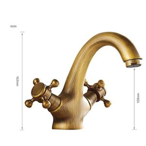 Lan-shop Widespread Faucet, Faucets,Faucet All Copper Faucet Soild Brass Double Handle Control Antique Faucet Kitchen Bathroom Basin Mixer Tap Hot Cold Bath Mixer Water Tap