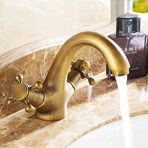 Lan-shop Widespread Faucet, Faucets,Faucet All Copper Faucet Soild Brass Double Handle Control Antique Faucet Kitchen Bathroom Basin Mixer Tap Hot Cold Bath Mixer Water Tap