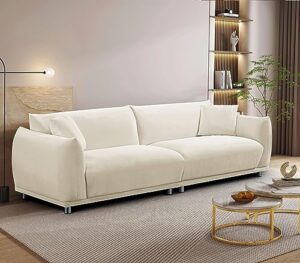 container furniture direct stylish and luxurious velvet sofa with modern corner design, living room furniture with minimalist vibes, two accent pillows included, cream white