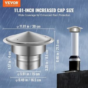 VEVOR Chimney Cap 6 inch All Weather & Reinforced Screws & Easy Installation, for Perfect Insulation Vent Cover Outside, Silver