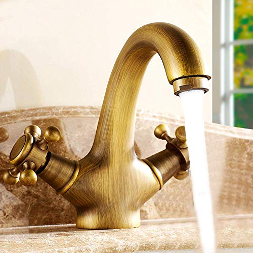 Lan-shop Widespread Faucet, Faucets,Faucet All Copper Faucet Soild Brass Double Handle Control Antique Faucet Kitchen Bathroom Basin Mixer Tap Hot Cold Bath Mixer Water Tap