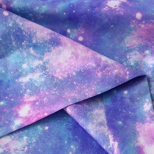 SDIII 3PCS Colorful Space Fitted Sheet Set Twin, 1 Fitted Sheet and 2 Pillowcases, Bed in a Bag Galaxy Fitted Twin Sheet, Aesthetic Twin Bed Sheet Set for Kids Boys and Girls