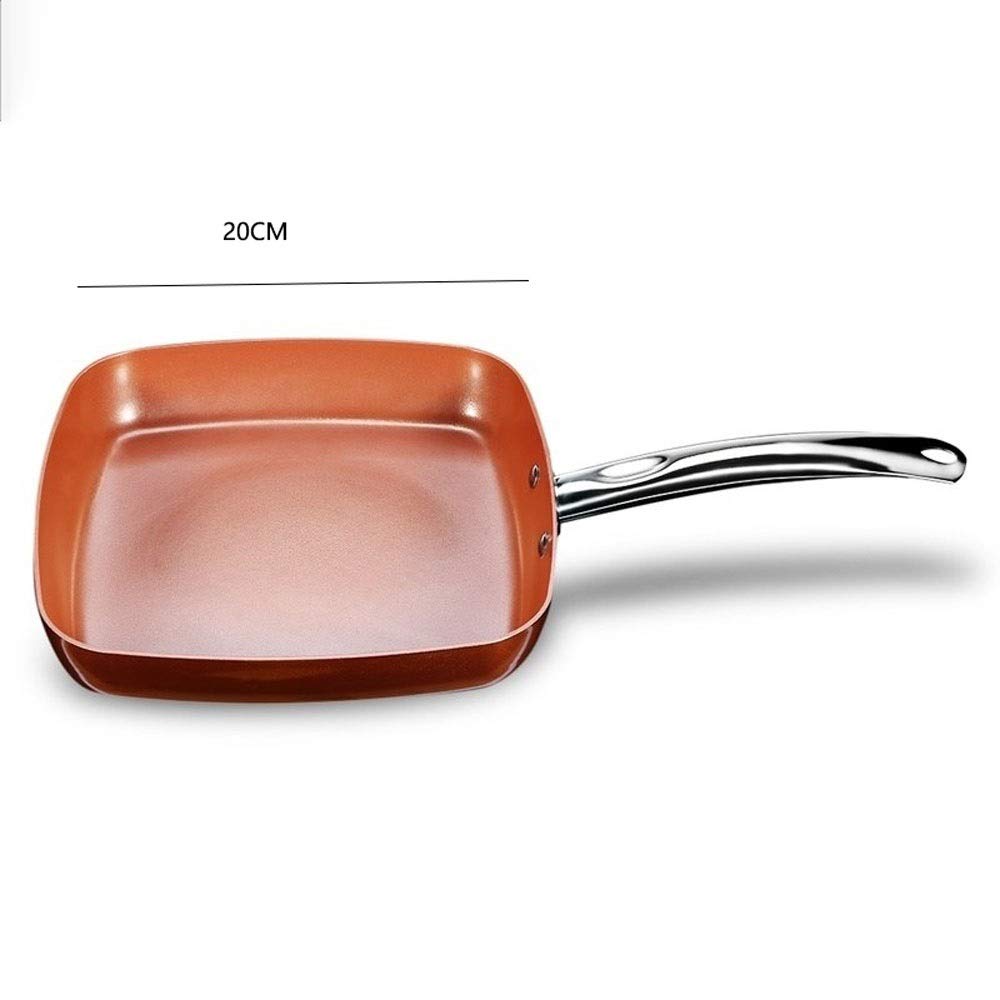 SURLAZ Pan Non-Stick Copper Square Frying Pan Skillet with Ceramic Coating Oven Dishwasher Safe Cooking pots and Pans