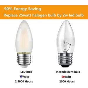 Jacqings E26 Candelabra Light Bulbs Frosted Glass Chandelier Light Bulbs 60watt Equivalent 3000K Warm White B11 Torpedo Tip Dimmable 6W LED Decorative Candle Light Bulbs (8)