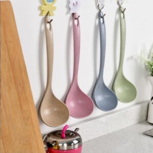 Eco-friendly Wheat Straw Spoons, Wheat Straw Soup Spoon, Soup Spoon for Cooking, Wheat Straw Cooking Spoons, Cooking Utensils (Green)