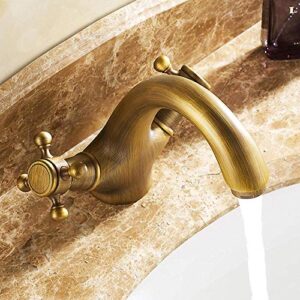 Lan-shop Widespread Faucet, Faucets,Faucet All Copper Faucet Soild Brass Double Handle Control Antique Faucet Kitchen Bathroom Basin Mixer Tap Hot Cold Bath Mixer Water Tap