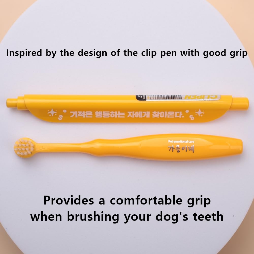 Gaeulhouse Tiny Small and Medium Dog Toothbrush Made in Korea Toothbrush Bristles That are Soft and Do Not Irritate Your Dog’s Gums Small Toothbrush Grip and Excellent Tartar Removal (4pcs)