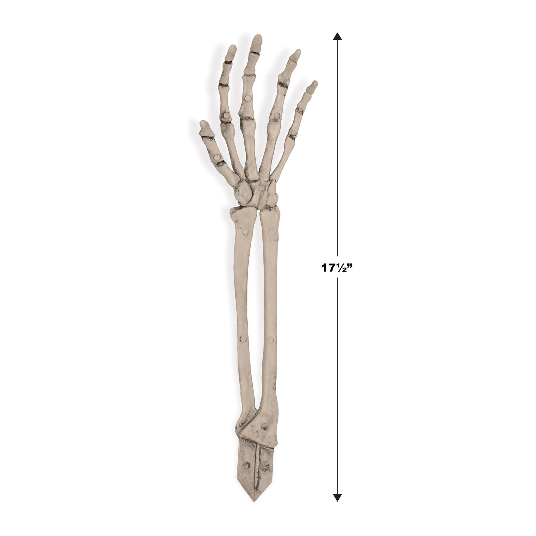 Beistle 2 Piece 17.5" Spooky Theme Plastic Skeleton Hand Yard Stakes Scary Halloween Lawn Decorations, Celebrating With You Since 1900, White/Gray