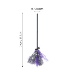 Milisten 1Pc Creative Halloween Broom Mini Halloween Broomstick Witch Broom Prop Cosplay Broom Stick Costume Accessories(Purple)