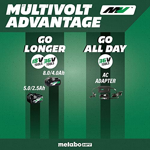 Metabo HPT 36V MultiVolt Cordless ½-Inch Hammer Drill Kit 1,400 in-lbs. Max Torque Reactive Force Control Optional AC Adapter DV36DC