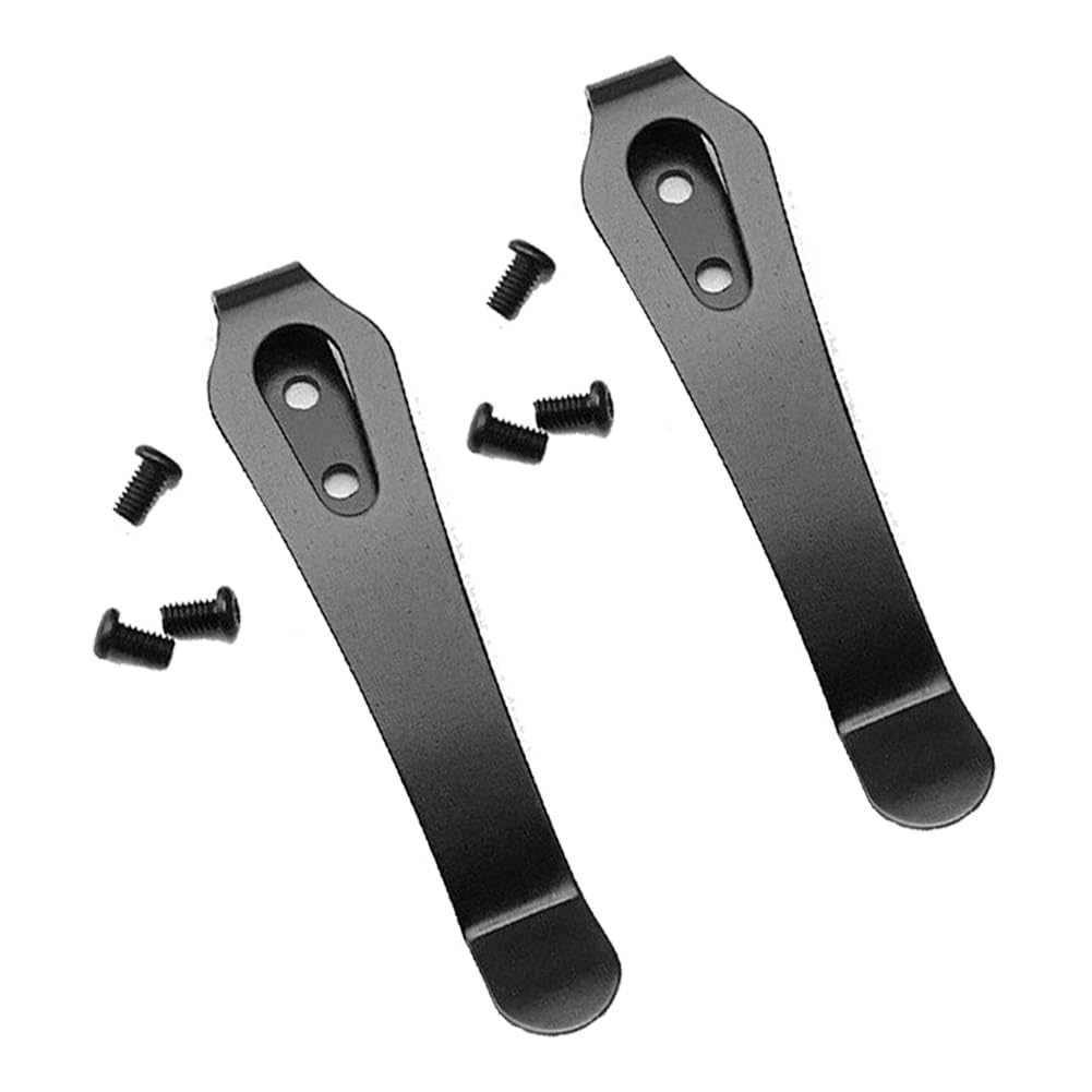 TEAMWILL 2/4 PCS Folding Knife Pocket Clip for Stainless Steel Recon1 DIY Making Replace (2PCS Black)