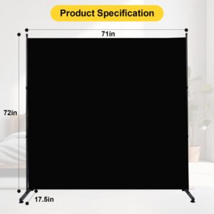 Room Divider 6FT Single Panel Privacy Screen, 71'' Wide Fabric Indoor Room Divider Wall Divider for Room Separation, Portable Room Partitions and Dividers Freestanding Temporary Wall Room Separators