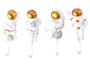 vctitil 4pcs wall mounted astronaut hook with strong adhesive and traceless wall hook home decoration bathroom accessories(a/b/c/d)