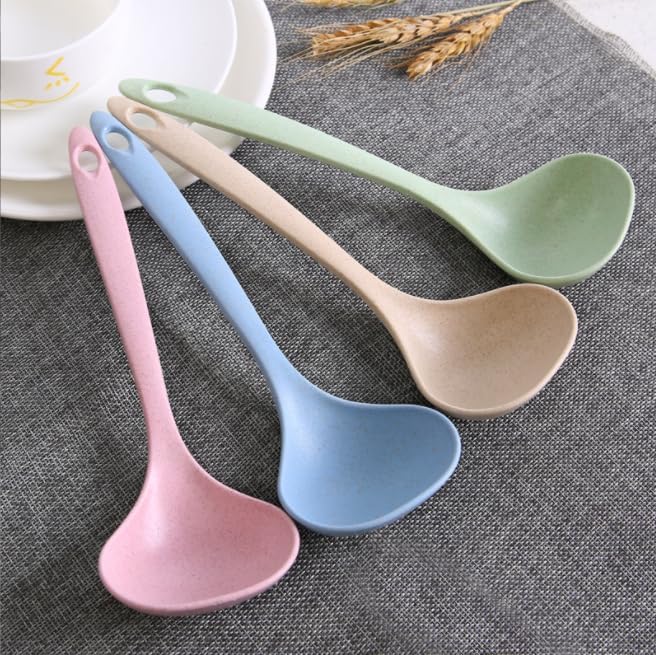 Eco-friendly Wheat Straw Spoons, Wheat Straw Soup Spoon, Soup Spoon for Cooking, Wheat Straw Cooking Spoons, Cooking Utensils (Green)