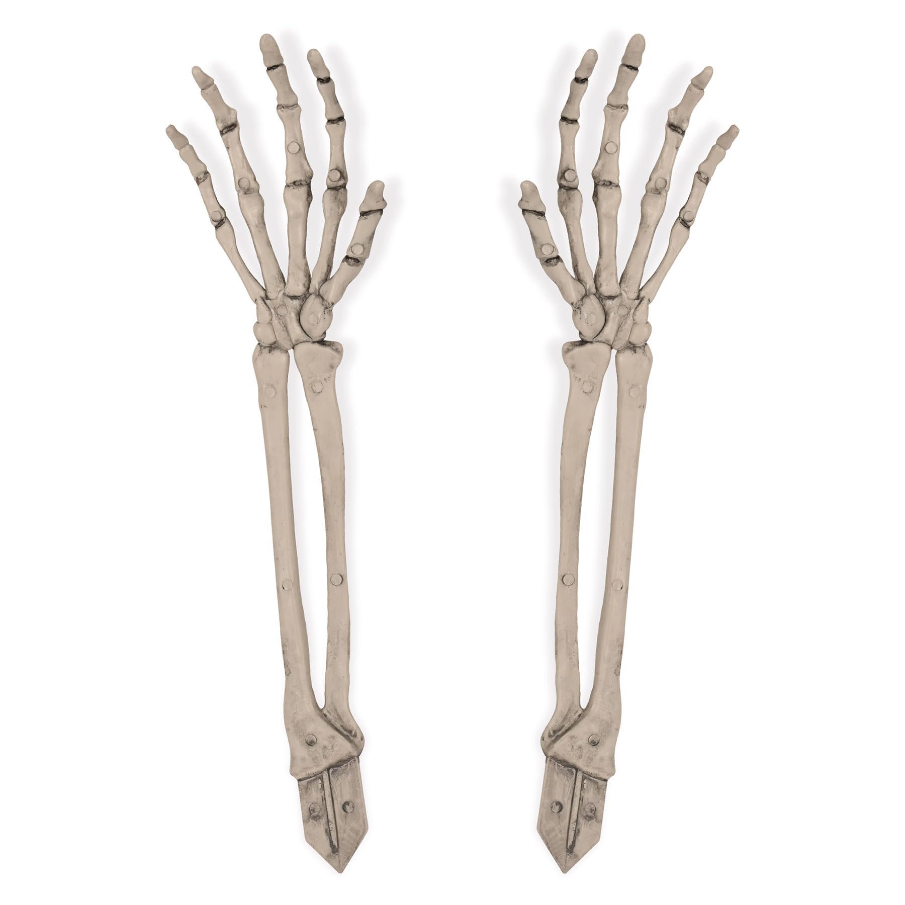 Beistle 2 Piece 17.5" Spooky Theme Plastic Skeleton Hand Yard Stakes Scary Halloween Lawn Decorations, Celebrating With You Since 1900, White/Gray