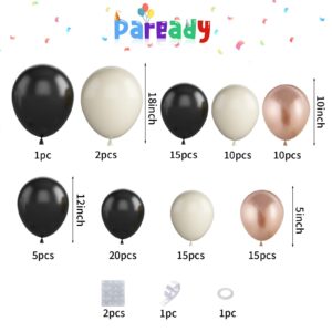 Black White Gold Balloons Garland Kit, Champagne Gold Sand White Black Balloons Garland Arch for Wedding Bridal Shower Anniversary Birthday Graduation Baby Shower Party Decorations