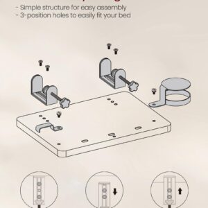 VASAGLE Bedside Shelf for Top Bunk, College Dorm Room Essentials Clip On Nightstand Bedside Storage with Phone Slot, Cup Holder, Hook, Clamps, Dormitory, Loft Accessories, Natural Beige ULET301N03