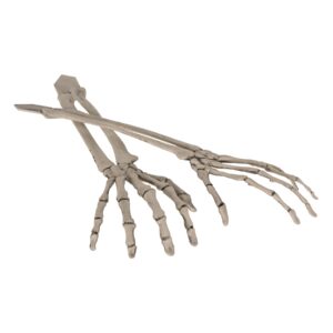 Beistle 2 Piece 17.5" Spooky Theme Plastic Skeleton Hand Yard Stakes Scary Halloween Lawn Decorations, Celebrating With You Since 1900, White/Gray