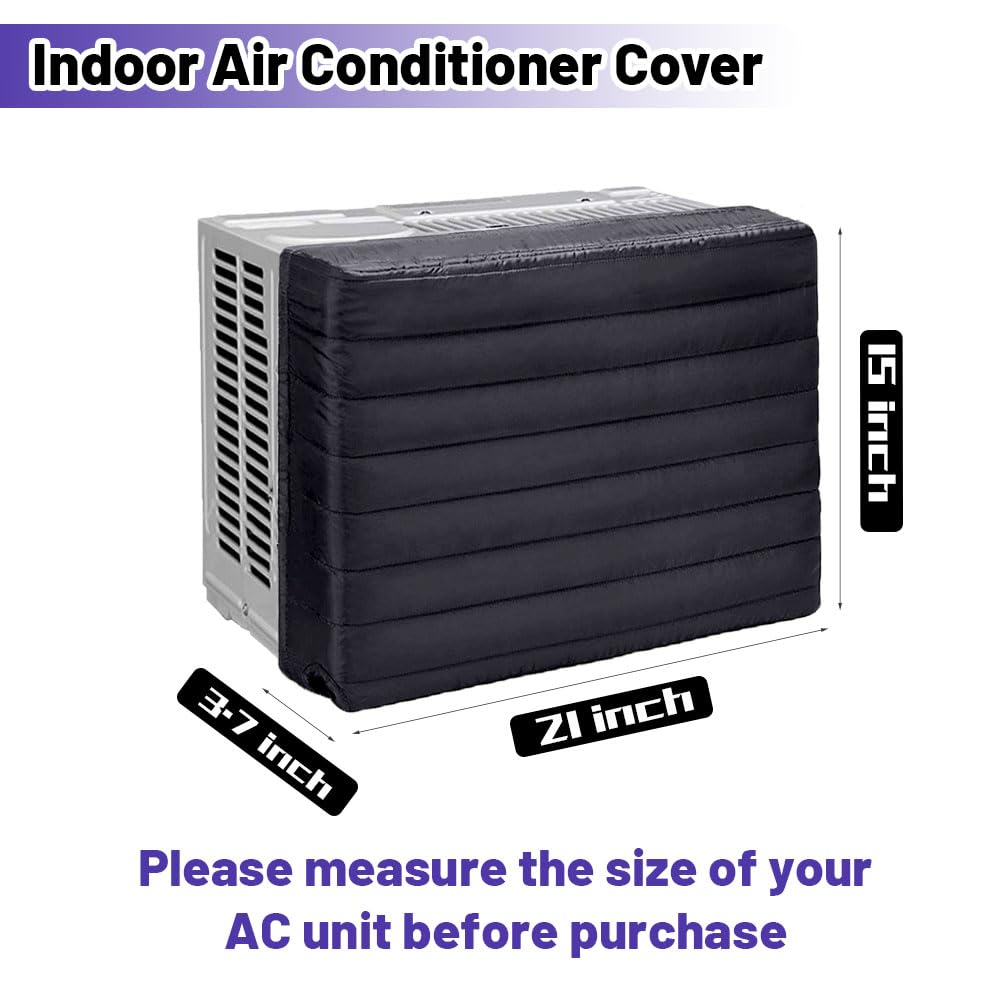 ALMOXVYE Indoor Air Conditioner Cover, AC Unit Covers for Inside, AC Cover for Inside Window Unit 17 x 13 x 3.5 inch ( L x H x D ), Black