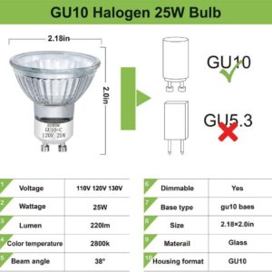 Halogen Bulb 25W NP5 Candle Warmer ETC Replacement Light Bulb (4 Pack) Halogen GU10 120V for Wax Melt, Tart Burner, Recessed, Track Lighting, MR16 JDR with Glass Cover, Dimmable, Warm White 2700K…