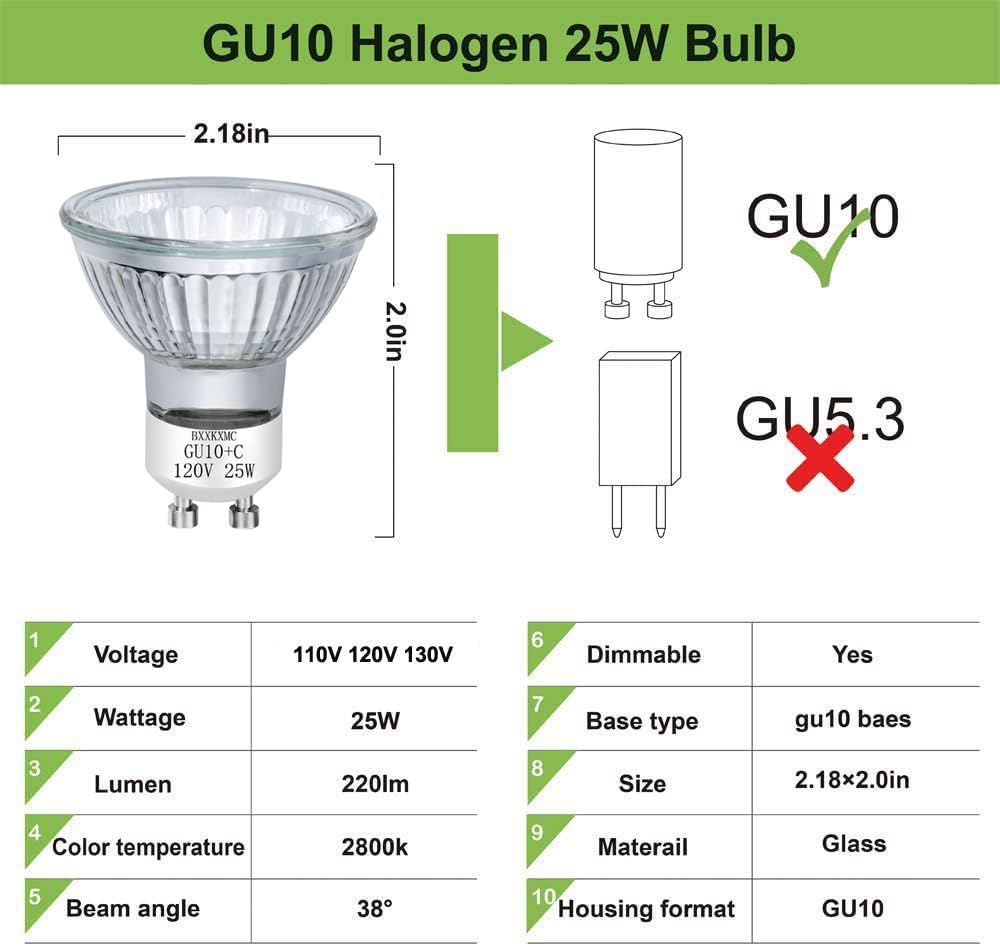 Halogen Bulb 25W NP5 Candle Warmer ETC Replacement Light Bulb (4 Pack) Halogen GU10 120V for Wax Melt, Tart Burner, Recessed, Track Lighting, MR16 JDR with Glass Cover, Dimmable, Warm White 2700K…