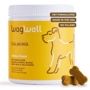 wagwell calming chews for dogs – vet-formulated anxiety relief for dogs to reduce stressful situations like travel or fireworks – separation anxiety relief for dogs to ease stress & promote relaxation