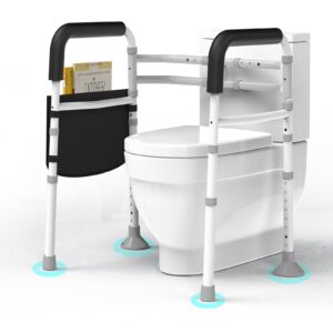 WISDEER Toilet Safety Rails Stand Alone - Adjustable Detachable Toilet Safety Frame with Handles for Elderly and Handicapped - Heavy-Duty Toilet Safety Rails Fit Most Toilets