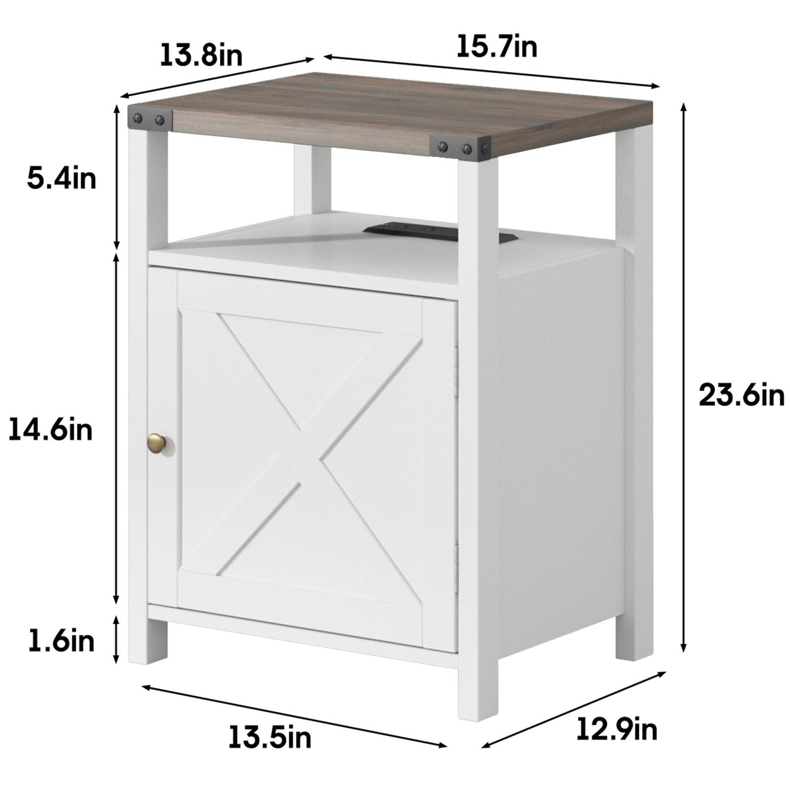 Fameill Nightstands Set of 2, Night Stand with Charging Station, Bed Side Table with Storage Cabinet, Farmhouse End Table for Living Room with USB Ports and Outlets, White