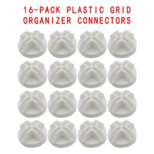 Joyangy 16-Pack Plastic Grid Organizer Connectors for Modular Closet Storage and Metal Grid Shelving Units, White Wire Cube Connectors with 1.42" OD and 0.16" ID Perfect Fit