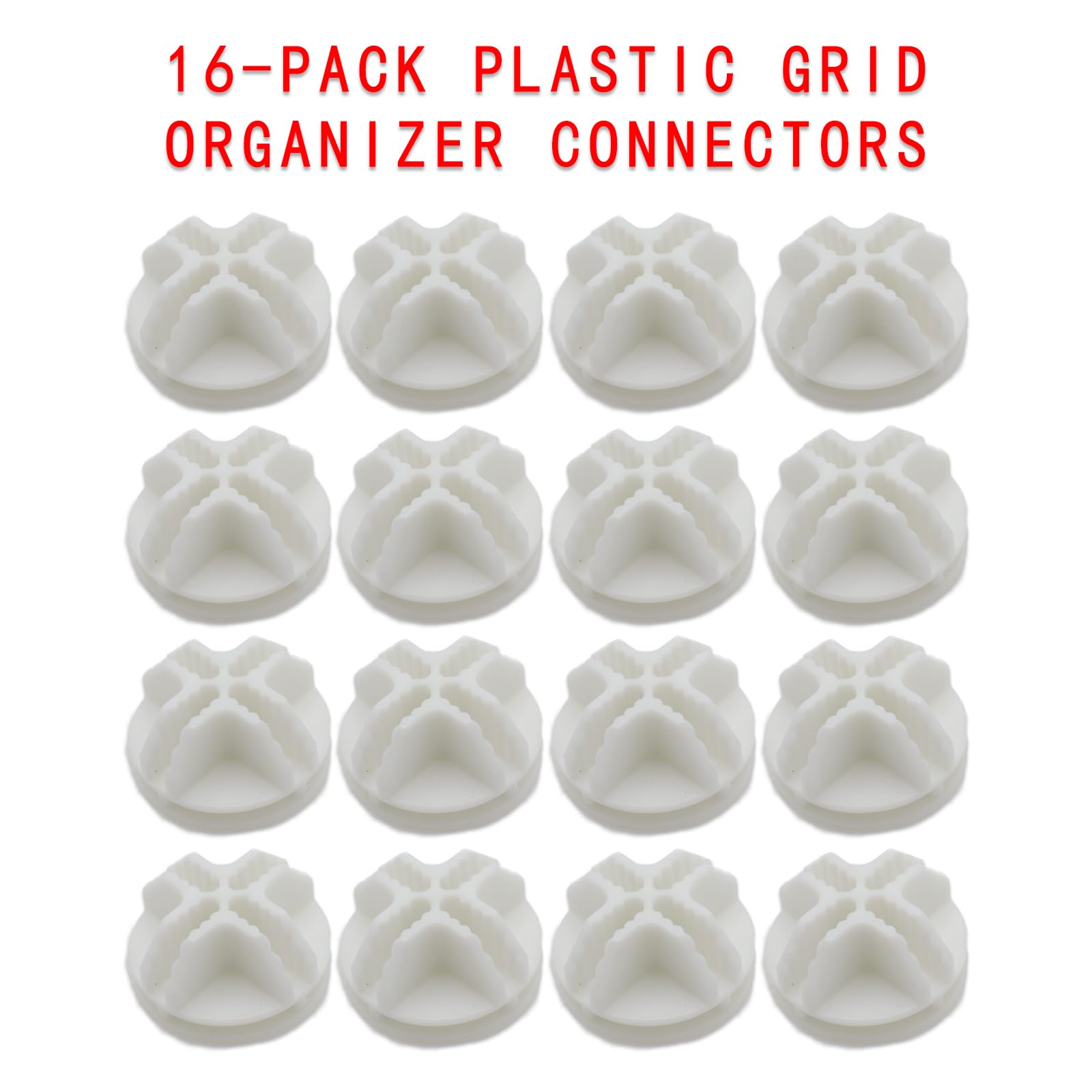 Joyangy 16-Pack Plastic Grid Organizer Connectors for Modular Closet Storage and Metal Grid Shelving Units, White Wire Cube Connectors with 1.42" OD and 0.16" ID Perfect Fit