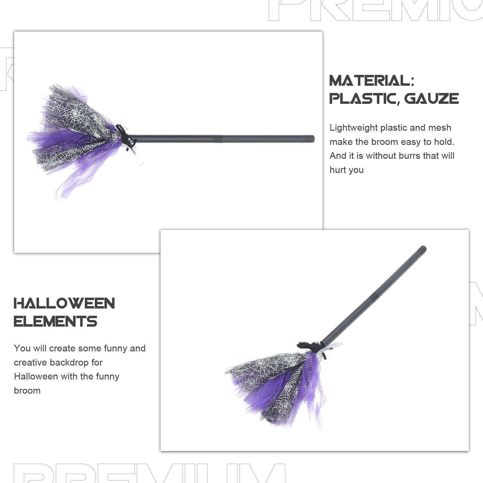 Milisten 1Pc Creative Halloween Broom Mini Halloween Broomstick Witch Broom Prop Cosplay Broom Stick Costume Accessories(Purple)