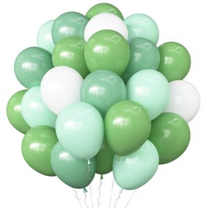 green balloons 70pcs, sage green balloons pastel green balloons light mint pale green and white balloons for wedding neutral baby shower birthday party supplies