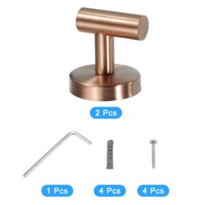 uxcell Bathroom Hook, 2Pcs Waterproof Stainless Steel Single Towel/Robe Clothes Hook with Screws for Kitchen, Door, Cabinet, Bathroom, Foyers, Hallways, Bedrooms (60x55mm Rose Gold)