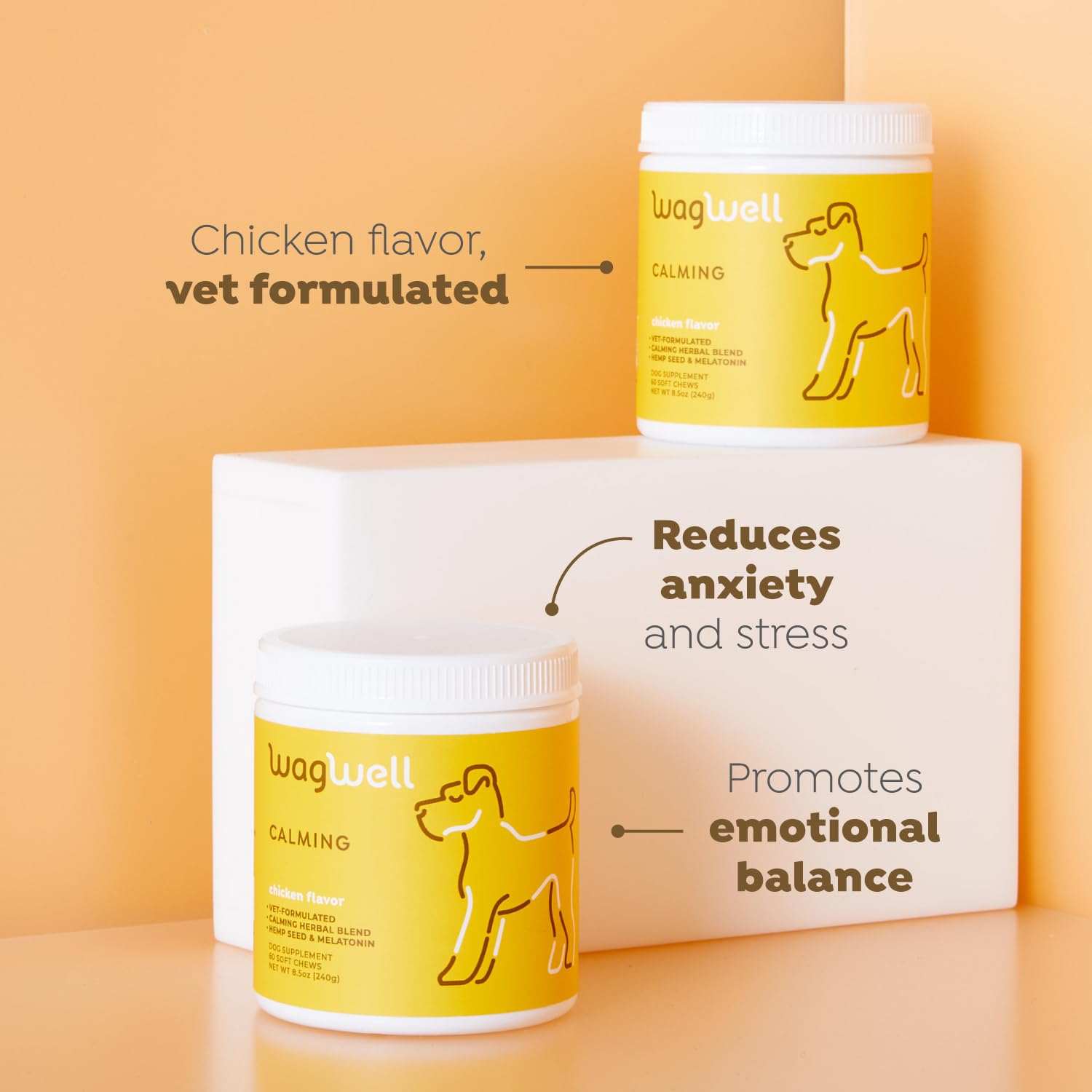 WagWell Calming Chews for Dogs – Vet-formulated Anxiety Relief for Dogs to Reduce Stressful Situations Like Travel or Fireworks – Separation Anxiety Relief for Dogs to Ease Stress & Promote Relaxation