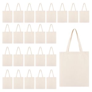 lepvo canvas tote bags, sublimation tote bags，8.5" x 8" reusable blank mini tote bag bulk diy craft bags, sacks bag with handles, goody grocery bags for kids party favors, diy (pack of 24)