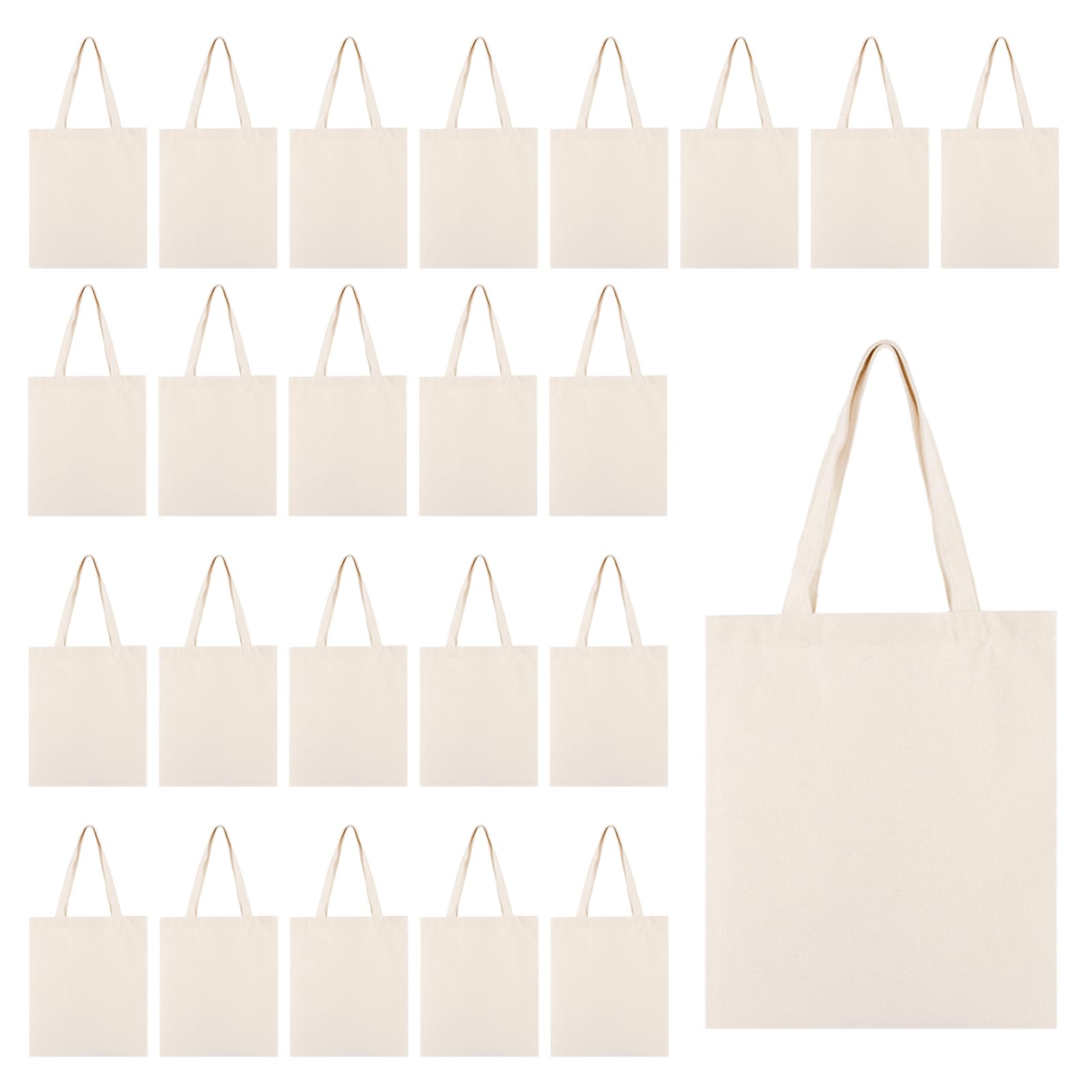 LePvo Canvas Tote Bags, Sublimation Tote Bags，8.5" x 8" Reusable Blank Mini Tote Bag Bulk DIY Craft Bags, Sacks Bag with Handles, Goody Grocery Bags for Kids Party Favors, DIY (Pack of 24)