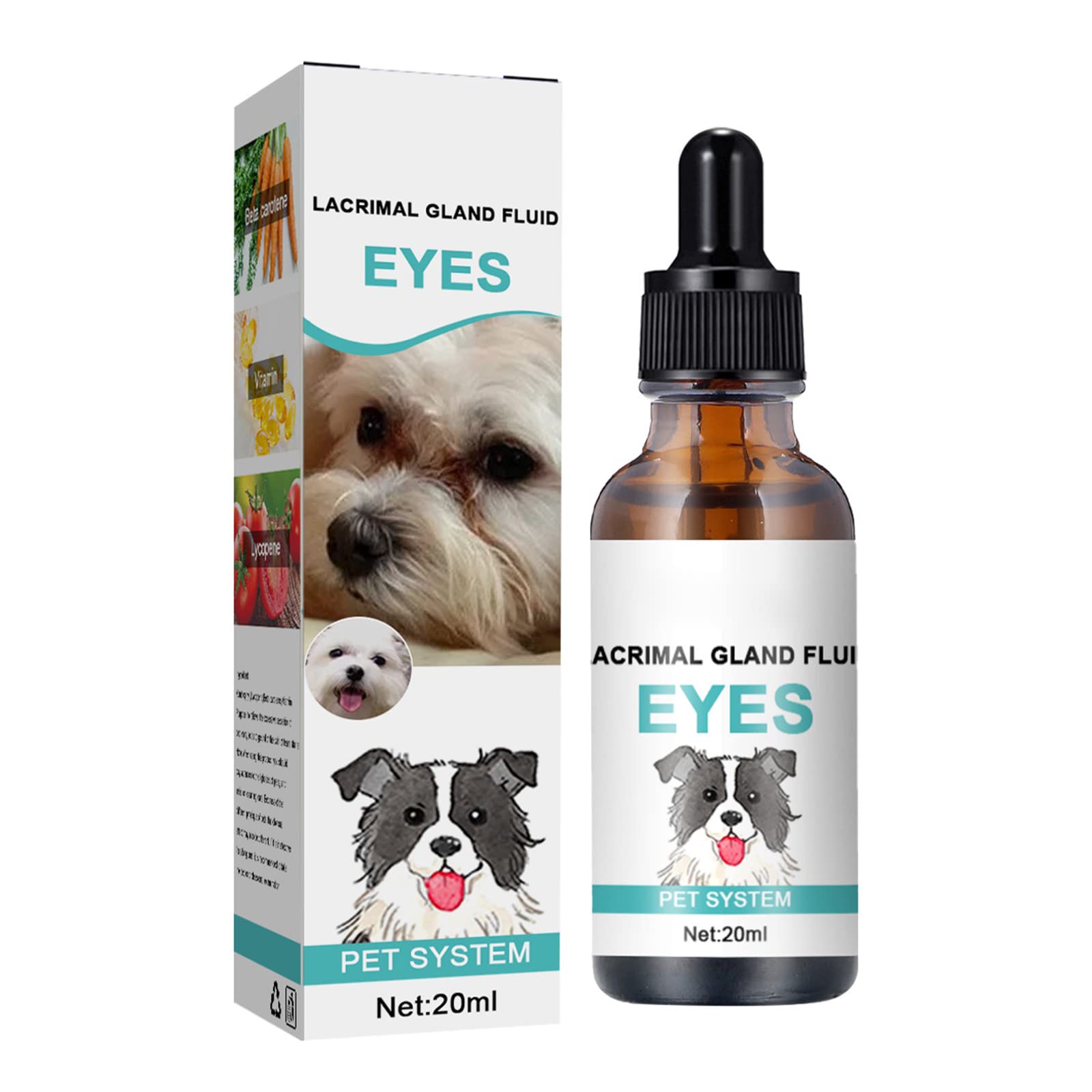 Ankexin Eye Cleaner for Dogs Safe Pet Eyes Wash Drops for Infections & Tear Stain Remover Easy to Use Dropper Bottle 20ml