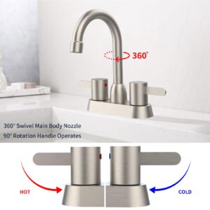 2 Handles Bathroom Sink Faucet, Brushed Nickel Centerset RV Bathroom Faucets for 3 Hole