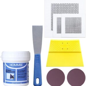 HOMMEE Drywall Repair Kit,Drywall Hole Patch Repair Kit to Fix Wall Surface Holes and Creak Damage with White Repair Putty 8.5OZ,Scraper,Sanding Pad Fill Quick and Easy Solution