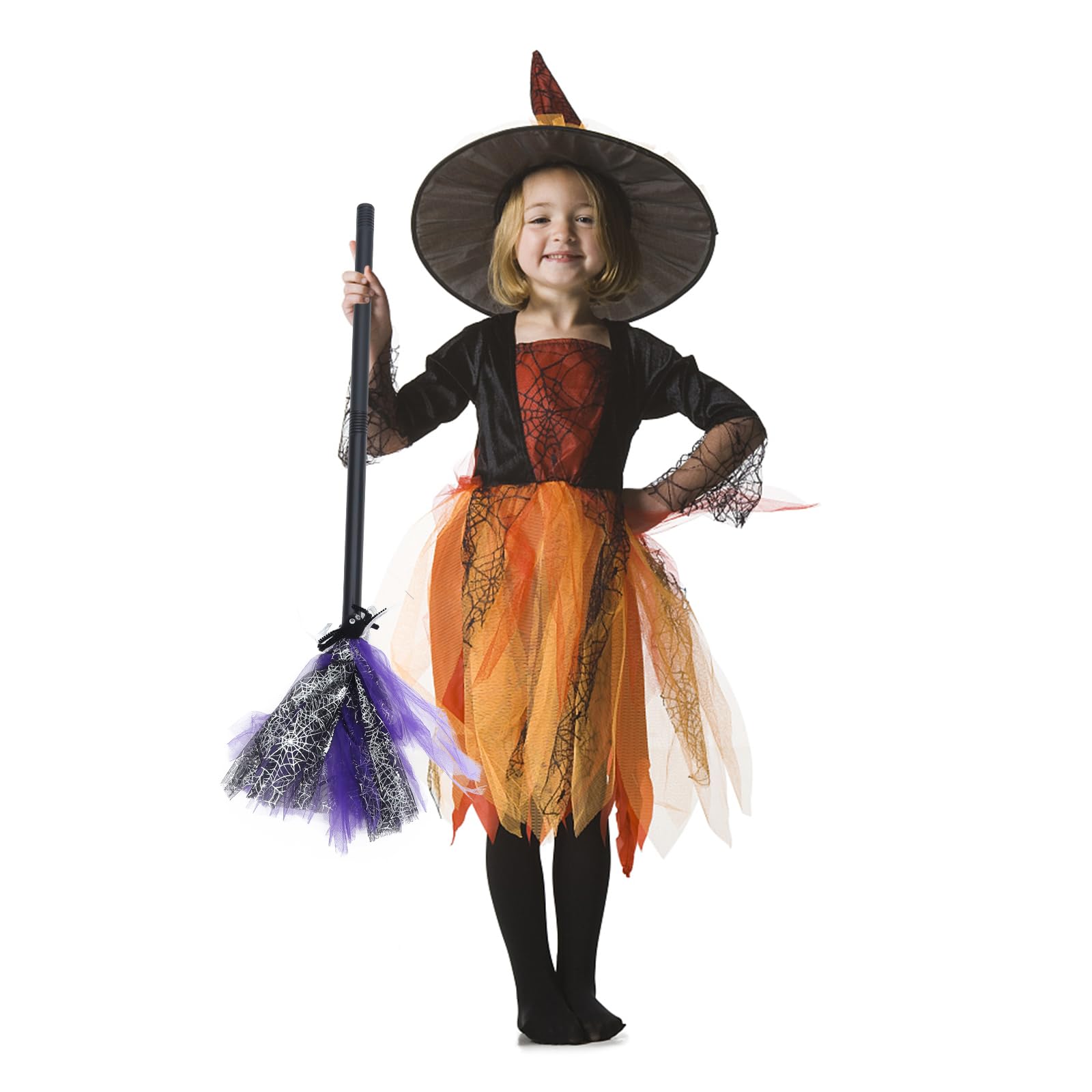 Milisten 1Pc Creative Halloween Broom Mini Halloween Broomstick Witch Broom Prop Cosplay Broom Stick Costume Accessories(Purple)