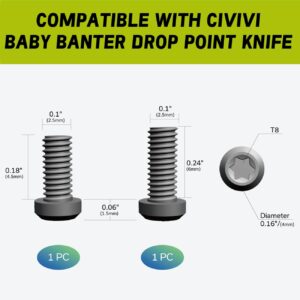 CIVIVI Titanium Pocket Clip for Baby Banter Drop Point Knife, with 2PCS Titanium Screws T003B (Black)