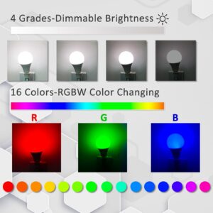 Bestview RGB LED Light Bulb, Color Changing Light Bulbs with Remote Control, RGBW Warm White 5W E27 Screw Base,Mood Light Flood E26 Light Bulb-16 Color Choices for Home Party Bedroom Outdoor(2 Pack)