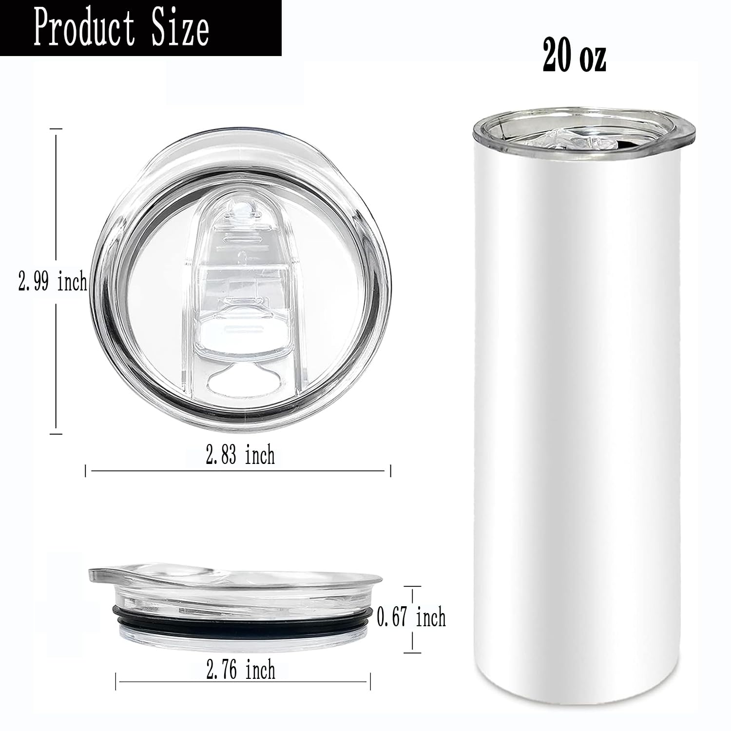 20 oz Skinny Replacement Lids Tumbler Replacement Lids Plastic Splash Resistant Lids Covers Spill Proof Skinny Tumbler Lid Cup Covers for Mouth Tumbler Cooler Cup (Clear, 2Pack)