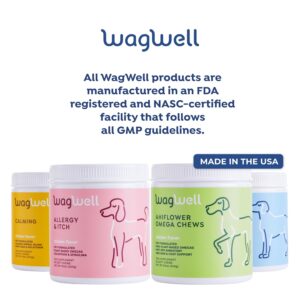 WagWell Allergy and Itch Chews – Chicken Flavored Dog Allergy Chews – Plant Based Dog Chews with Colostrum and Spirulina – Dog Skin and Coat Supplement for Itch Relief and Digestive Health, 60 Chews