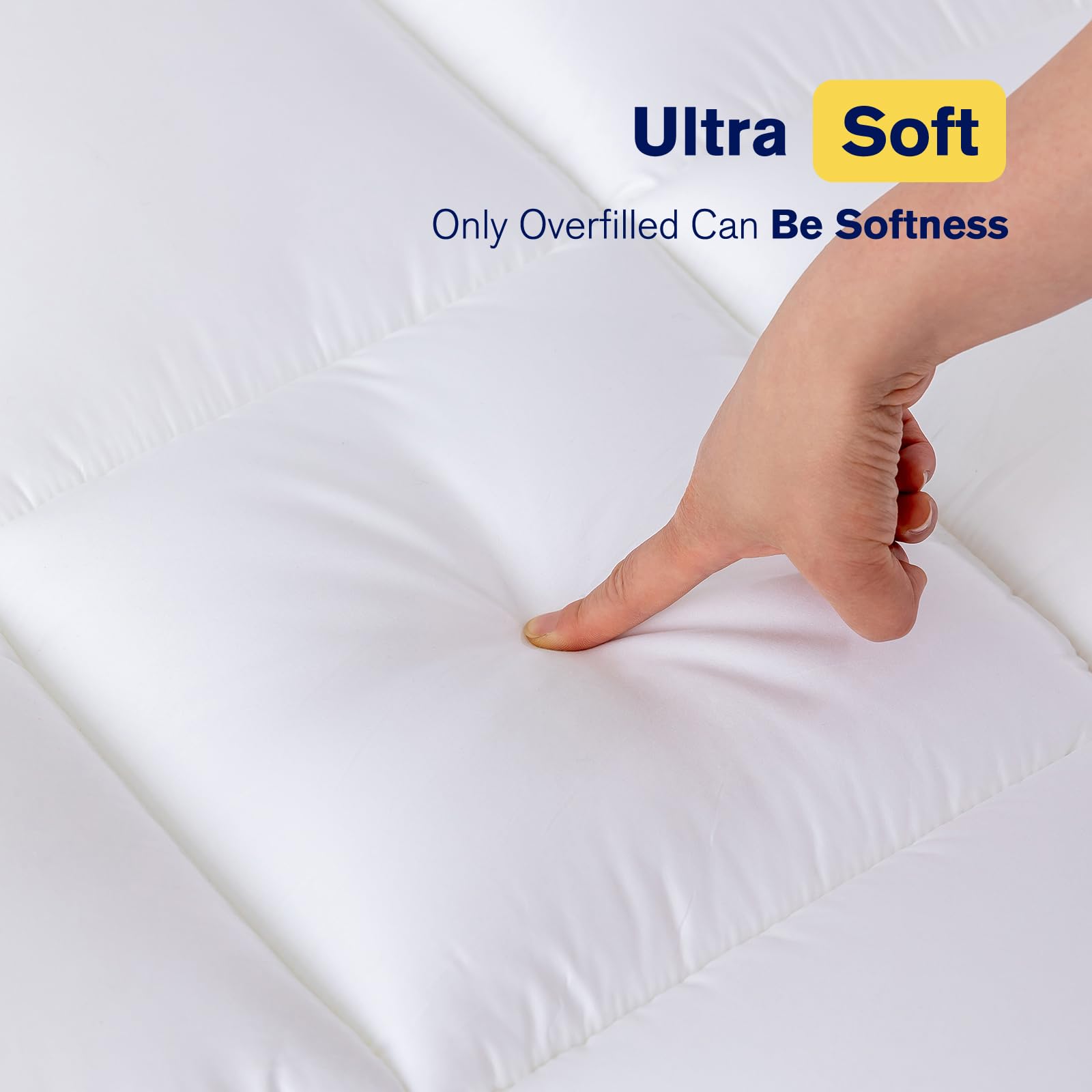 Ultimate Comfort and Cooling: 100% Cotton 2" Thick Queen Mattress Topper - Luxurious Softness, Good for Back Pain, Revolutionary Cooling Technology, No-Slip Design, Ideal for Deep Sleep Mattress Pad