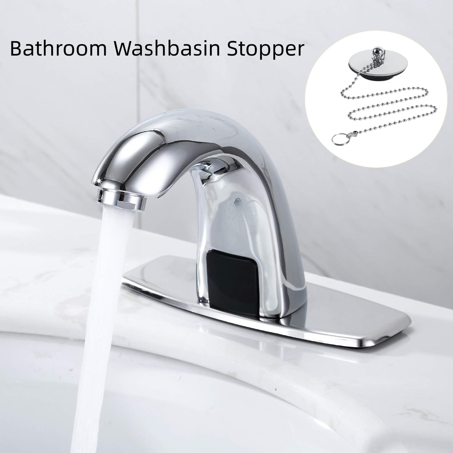 Bathtub Drain Stopper,Chrome Bathroom Bathtub Drain Cover Stopper Solid Metal Waste Plug with Chain Kitchen Sink Stopper Hair Drain Strainer