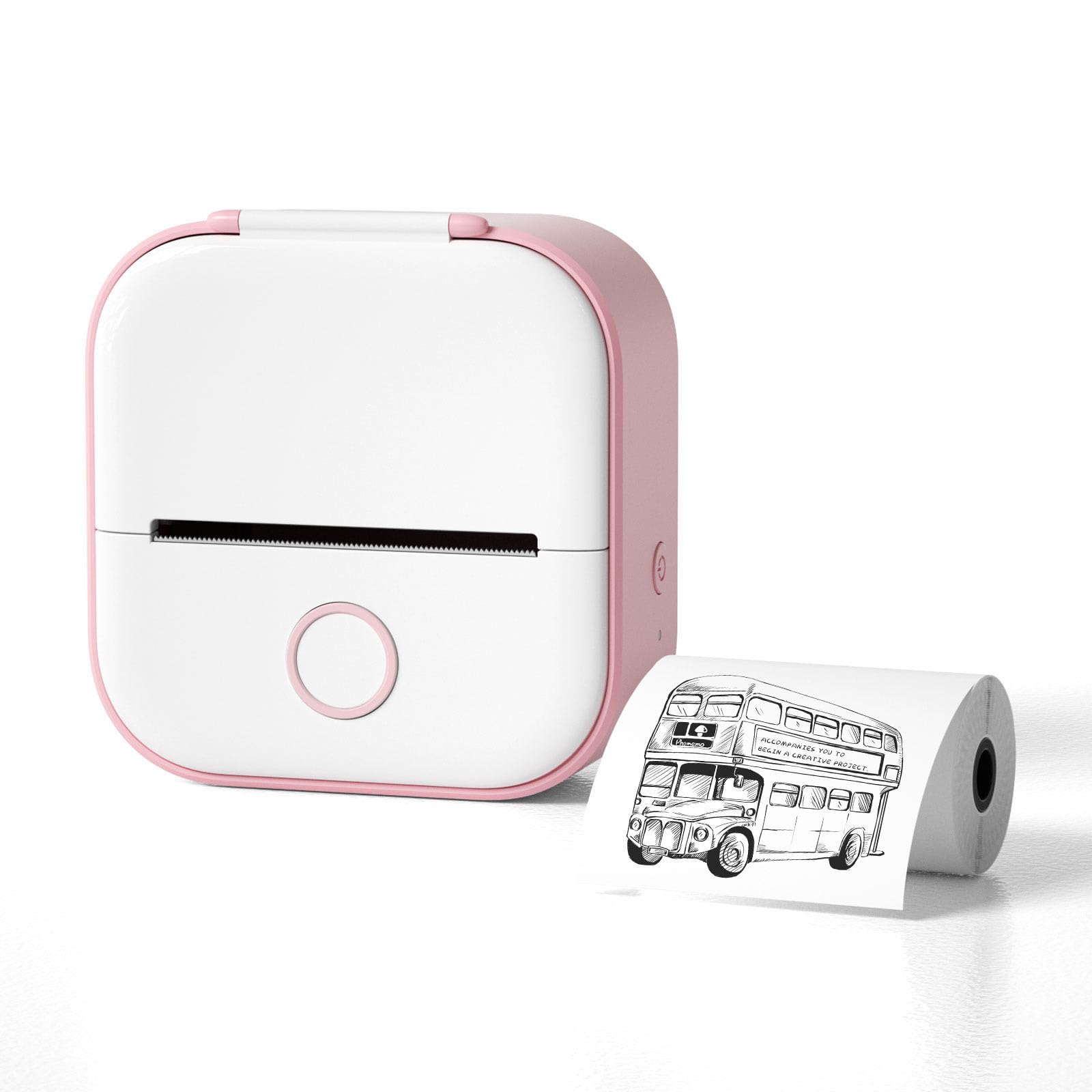 Print Pod, Print Pods Mini Printer,Printpod - Mini Pocket Printer,Fast Printing Portable Mini Thermal Printer,Wireless Bluetooth Inkless Printer Sticker Printer&Printing Paper (Pink)