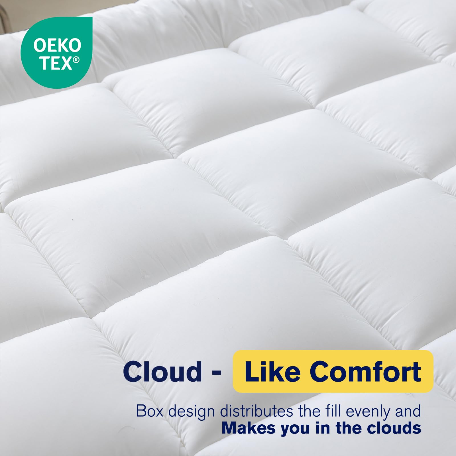 Ultimate Comfort and Cooling: 100% Cotton 2" Thick Queen Mattress Topper - Luxurious Softness, Good for Back Pain, Revolutionary Cooling Technology, No-Slip Design, Ideal for Deep Sleep Mattress Pad