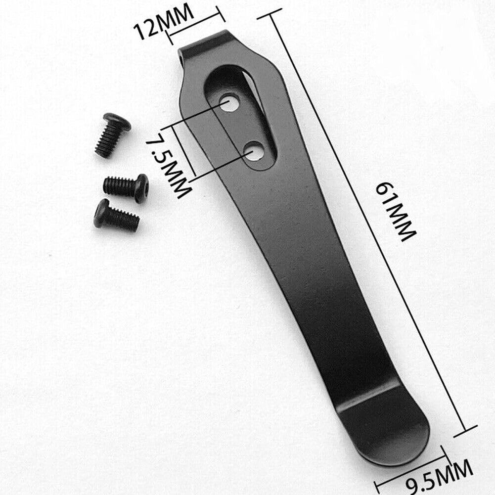 TEAMWILL 2/4 PCS Folding Knife Pocket Clip for Stainless Steel Recon1 DIY Making Replace (2PCS Black)